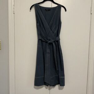 Women's Sleeveless Belted Blue Dress